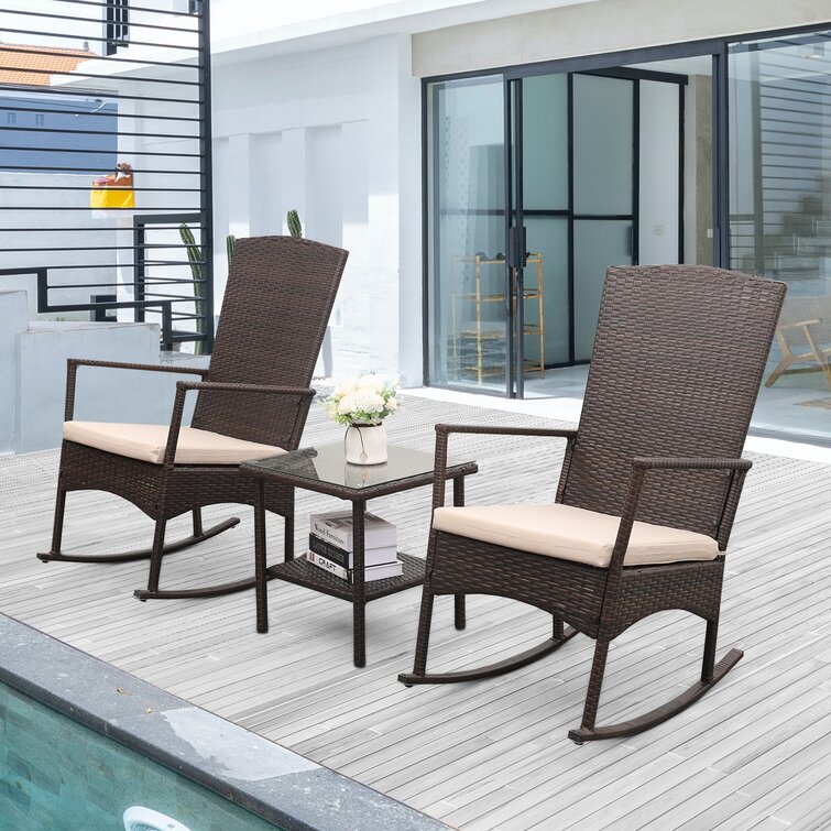 Wicker rocking chair discount set